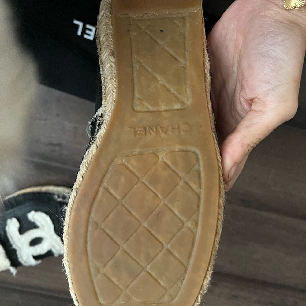 ❤️🔥FLASHSALE!!! Chanel CC Espadrilles Flats Black Size 38 Dust Bag - Picture 6 of 12